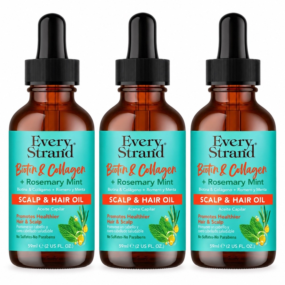 3pk Every Strand Biotin & Collagen Rosemary Mint Scalp & Hair Oil 2oz Each